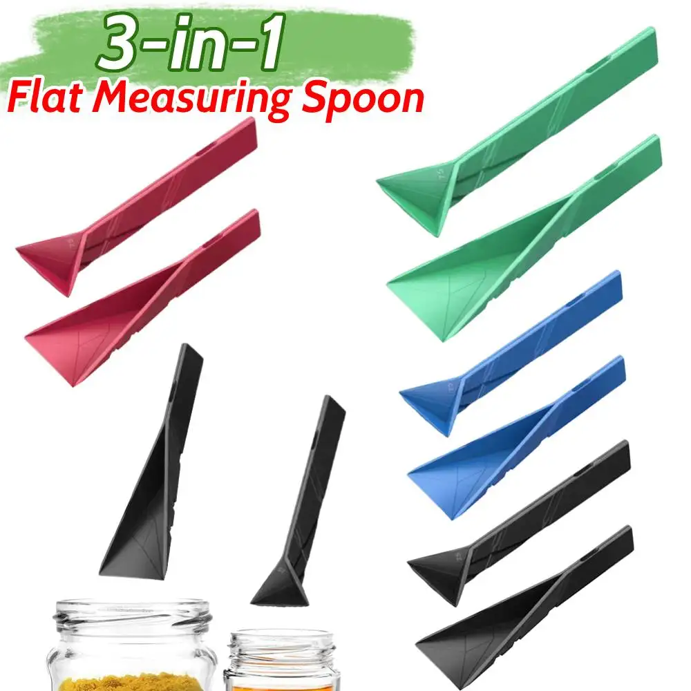 2Pcs Polygons Flat 3-in-1 Measuring Spoons Folds Cooking Baking Tablespoon Folding Spoons Multifunction Flat Measuring Cups