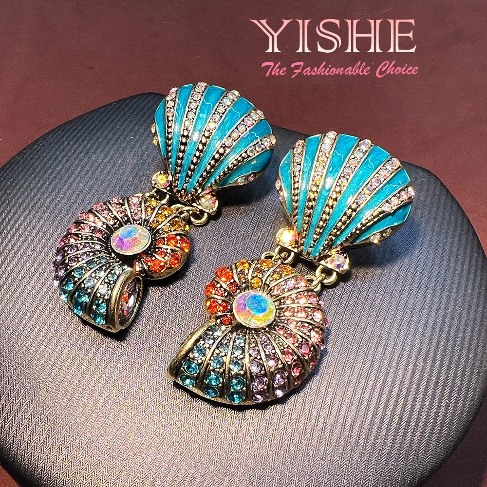 Medieval conch shell earrings vintage Western antiques foreign trade niche cross-border hot-selling gold-plated earrings