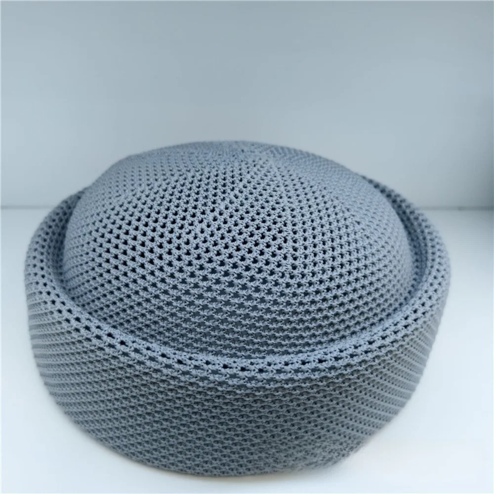Unisex Elegant Style Mesh Breathable Beret Casual Knitting Hard Melon Peel Hat Stiff Brim Lightweight Sun Hat Outdoor Use