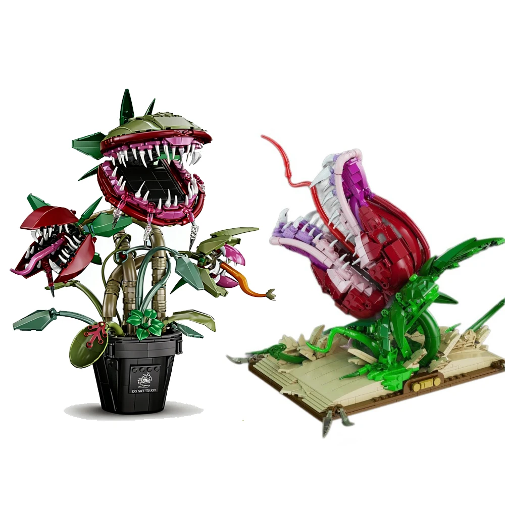 moc-2026-nouveau-ensemble-de-blocs-de-construction-plante-en-pot-fleur-carnivore-chomper-fleur-d'horreur-dans-un-livre-magique-jouets-cadeau-d'anniversaire-pour-enfants