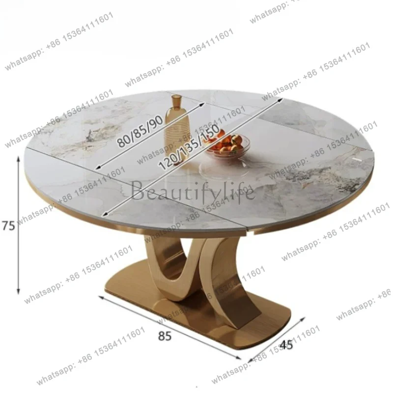 FG Luxury Rock Slab Dining Table Retractable Square And Round Dual-purpose Modern Simple Light Luxury Round Folding Dining Table