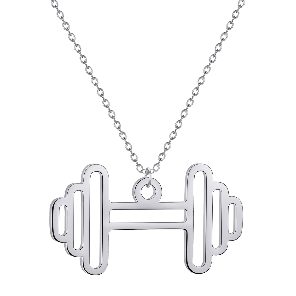 HeartBeat Dumbbell Pendant Necklaces Exercise Sport Stainless Steel Jewelry Necklace Birthday Gift