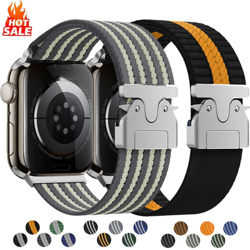 

Nylon Loop Strap For Apple Watch 10 46mm Ultra 2 49mm 44/45mm Sport Band For Iwatch 9 8 7 38/40/41mm 42mm Smartwatch Watchband