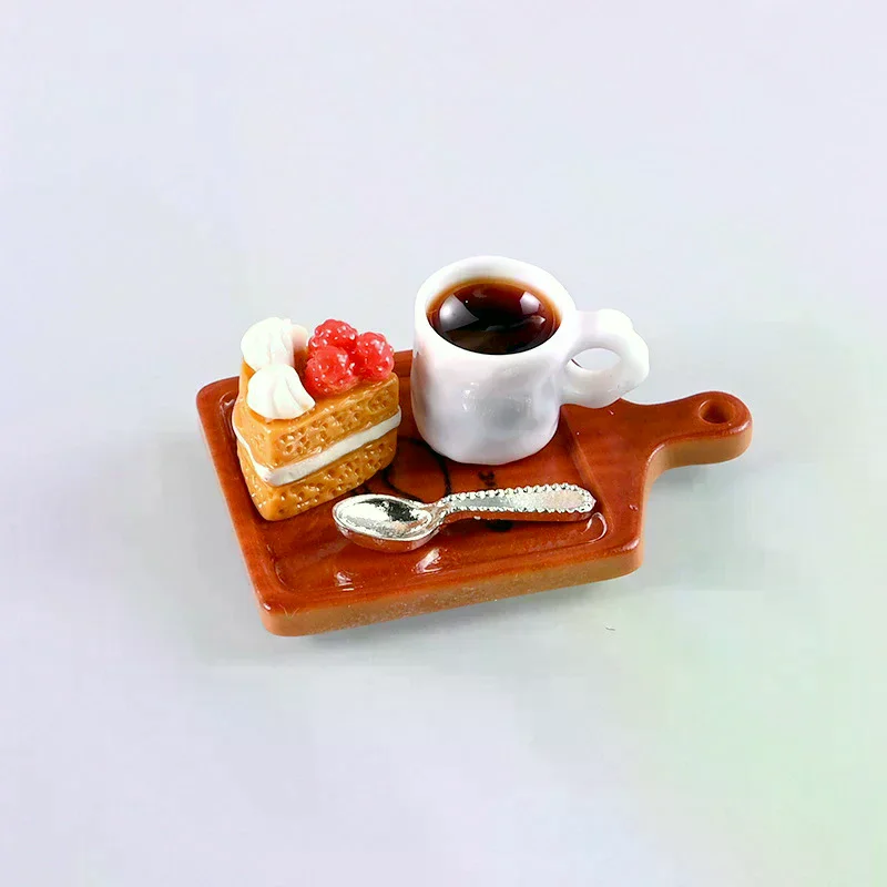 6pcs/ Set 1:12 Kitchen Toy Decoration Miniature Resin Coffee Cup Model Simulates Food And Beverage Home Tableware Decoration