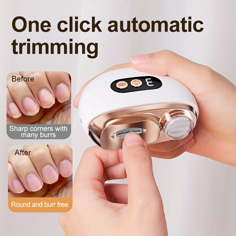 

Умная электрическая машинка для стрижки ногтей, USB-триммер для полировки ногтей со светодиодной подсветкой, безопасные ножницы для ногтей с защитой от порезов для детей и взрослых, подарок