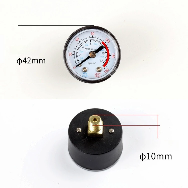 Professional Plastic Or Iron Material Pressure Gauge 0-12Bar 0-180PSI Durable Measuring Tool for Hydraulic Pneumatic Equipment