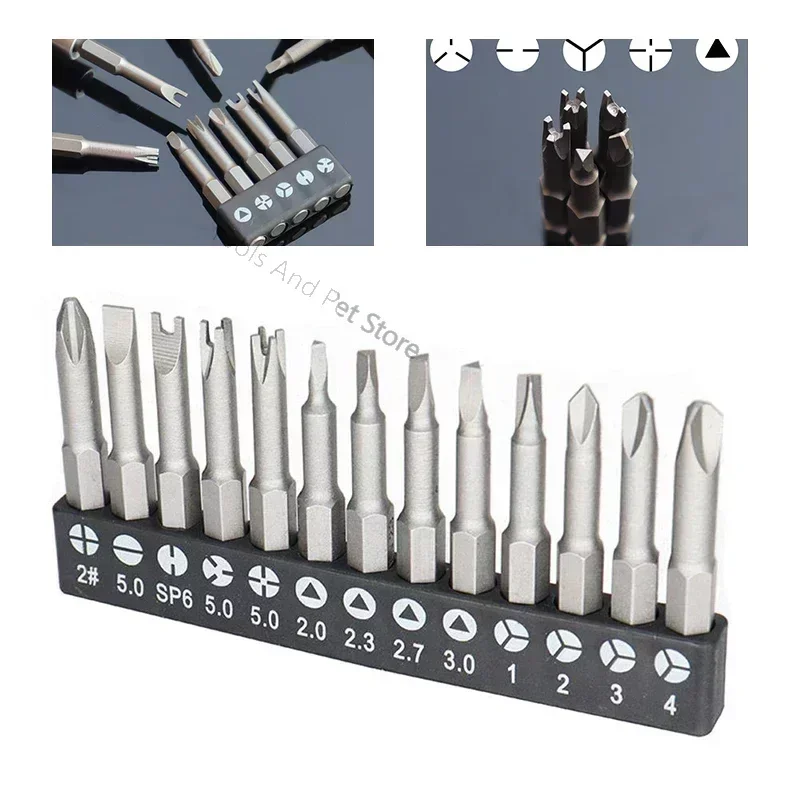 13Pcs Special-shaped Screwdriver Set 50mm U-shaped Y-Type Triangle Inner Cross Three Points Screwdriver Bit Tool