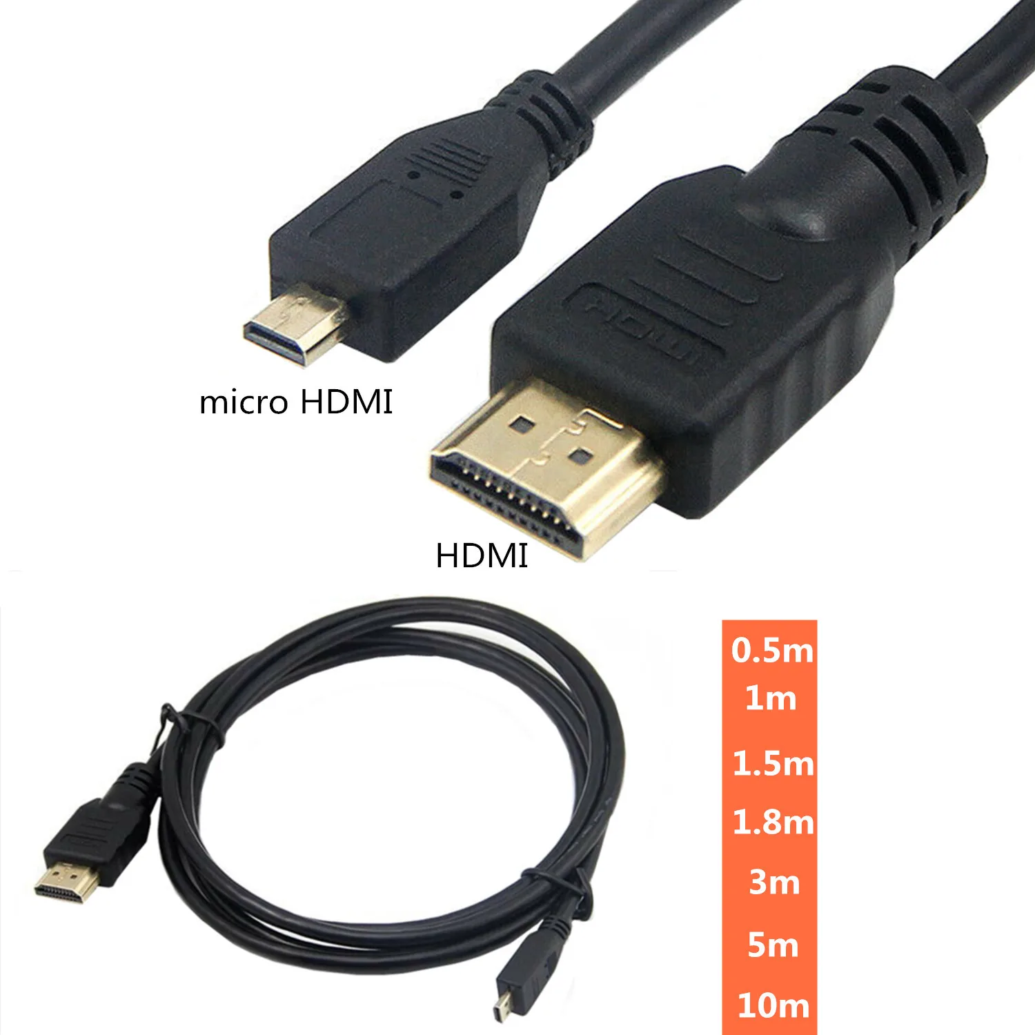 Micro HDMI-Compatible To HDMI-compatible Cable 0.5m 10m 5m 2m Male-Male Micro HDMI-Compatible Cable for Smartphones Tablets