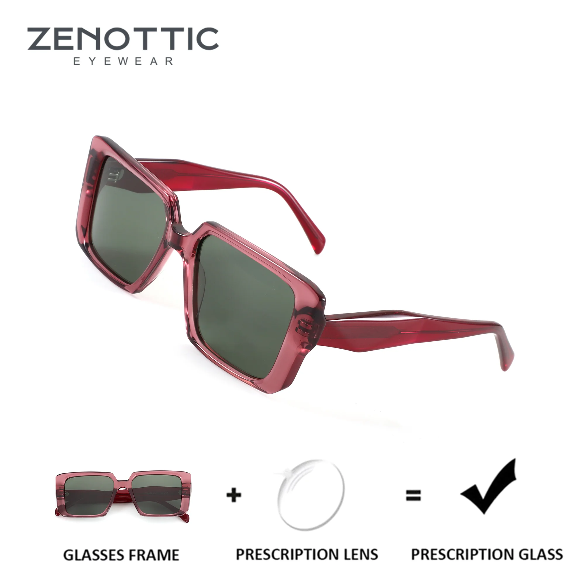 

Прямоугольные поляризационные солнцезащитные очки ZENOTTIC из ацетата для женщин, с защитой от ультрафиолета UV400, для коррекции близорукости/прогрессивные оптические солнцезащитные очки
