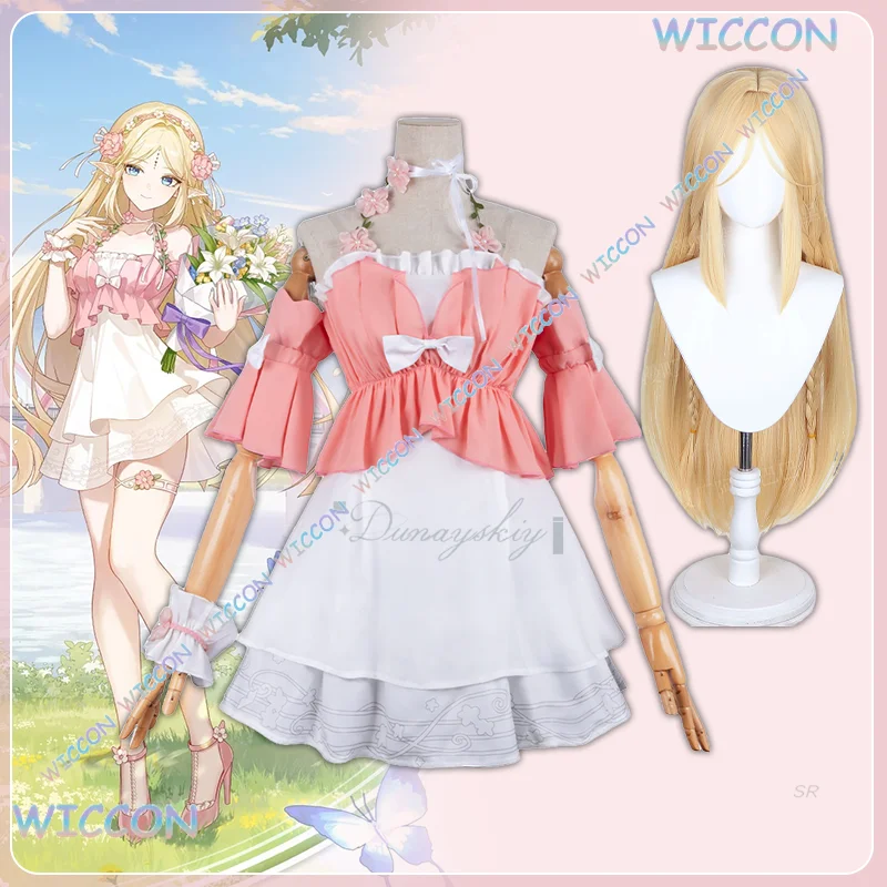 

Ynot/игра Wuthering Waves Cartethyia Косплей Костюм Парик Розовое Платье Эльфийские Уши Heardwear Серьги Повязка на Голову Полный Комплект Хэллоуин Карна