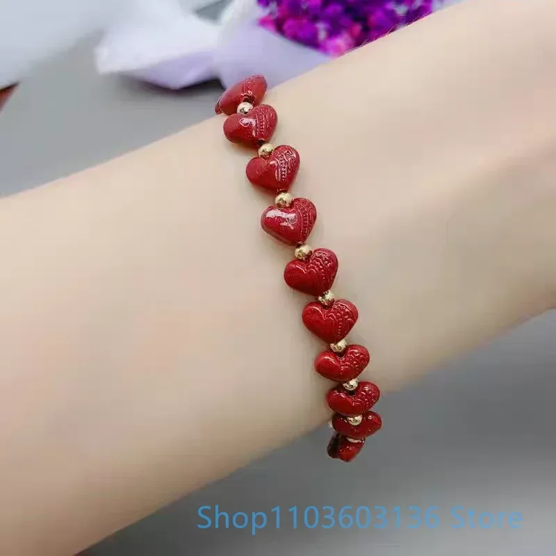 سوار الزنجفر الطبيعي النقي منحوت يدويًا سوار مجوهرات بوذي على شكل قلب سوار على شكل زهرة للرجال خرز الزنجفر الفاخر