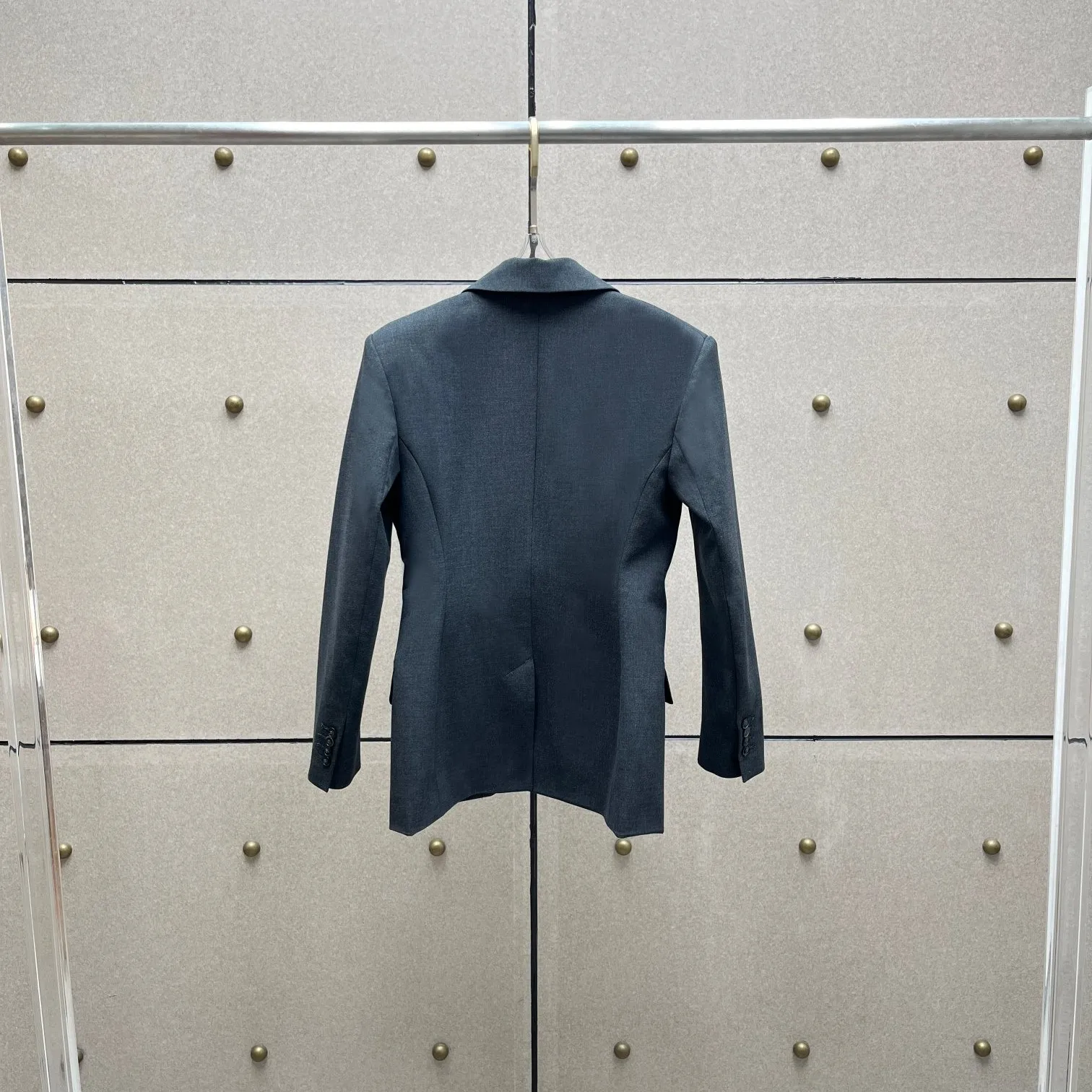2026 New Women's Charcoal Grey Single-Breasted Blazer | Notched Lapel Flap Pocket Tailored Fit Office Blazer
