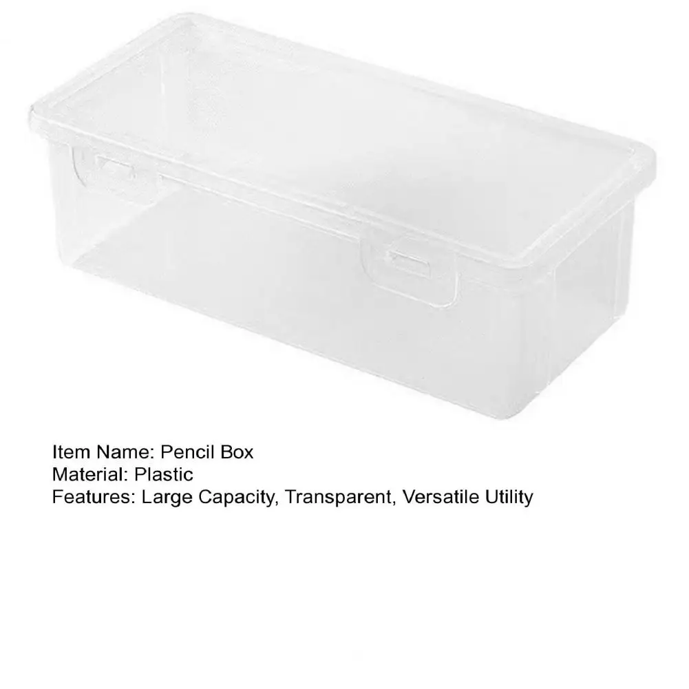 19*9cm Pencil Box Transparent Design Stackable Pencil Organizer Snap-on Lid Pencil Container Translucent Pen Case School Supply