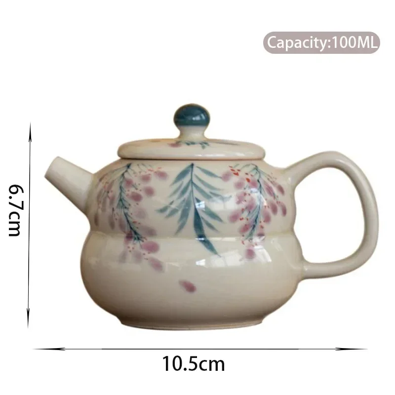 100ml Chinese Handmade Ceramic Teapots Small Capacity Hand-painted Flower Porcelain Tea Pot Household Kettle Tea Set Accessories