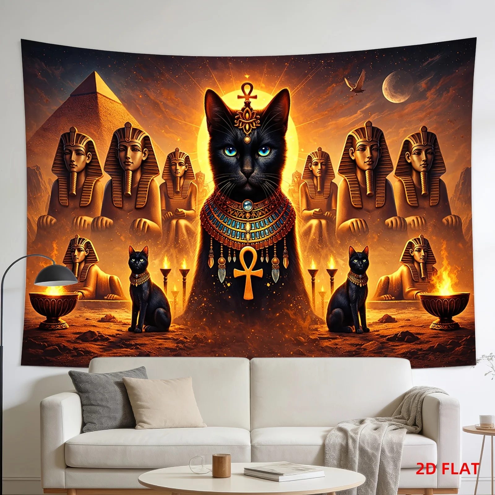 Vintage Egyptian Pharaoh Wall Tapestry Boho Chic Decor Ancient Pyramid Mythology Art Hanging for Bedroom Living Room Home Gift M