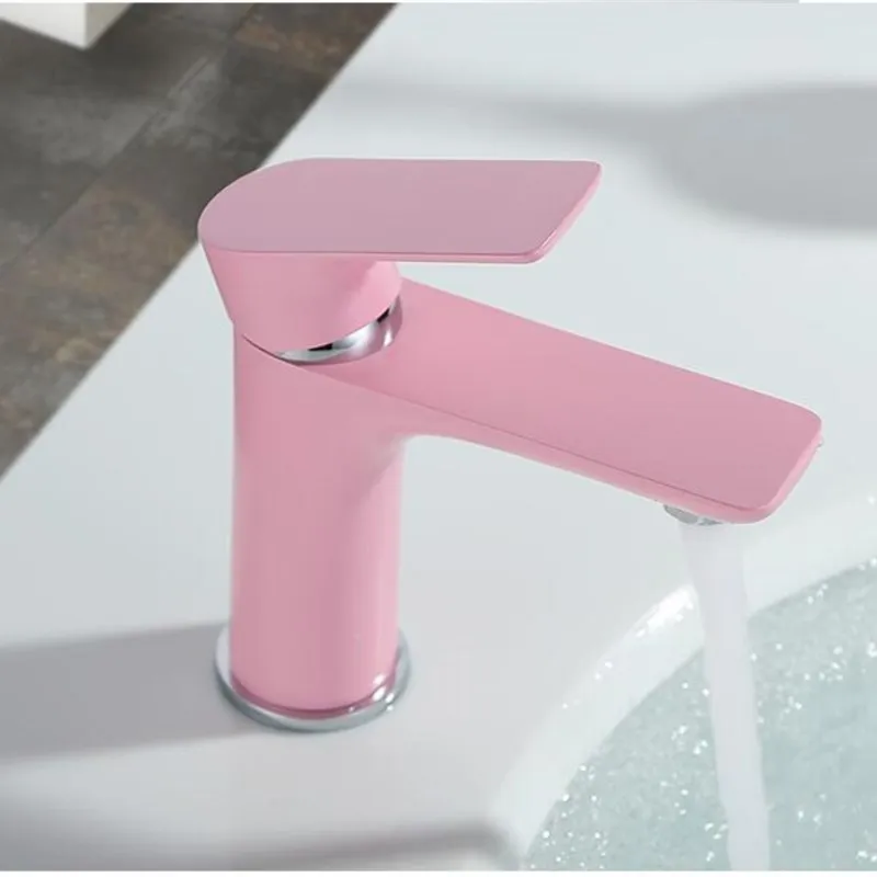 Vidric Pink Love Color Bathroom Sink Faucet hot and cold Crane Brass Basin Faucet White or black Sink Faucet Single Handle water