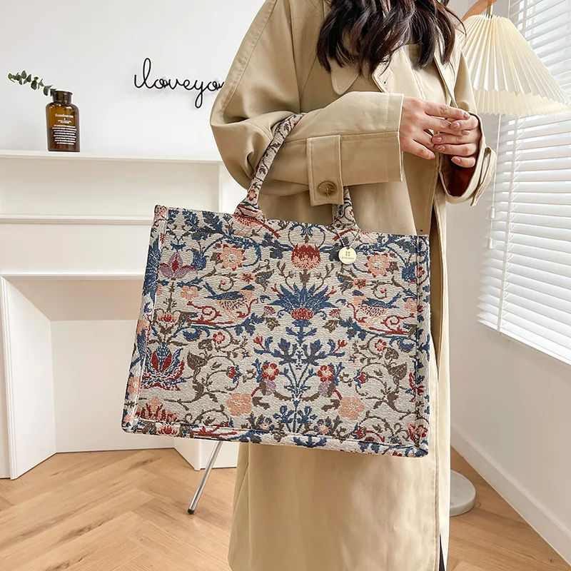 Large Capacity Tote Bag Luxury Designer Handbags For Women 2022 Brand Jacquard Embroidery Canvas Shoulder Bag Big Shopper Bags