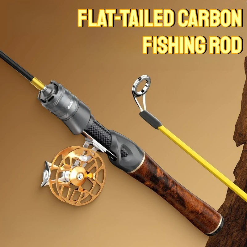 

Короткая портативная зимняя зимняя удочка для зимней удочки, маленькая карбоновая легкая удочка с плоским хвостом, снасти для уличной рыбалки, принадлежности