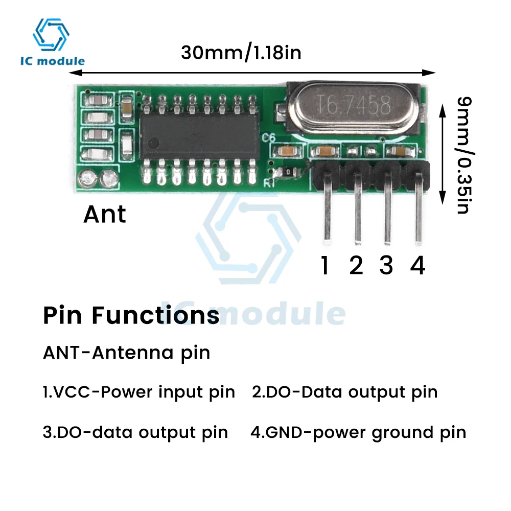 433 Mhz Superheterodyne RF Receiver and Transmitter Module 433Mhz Remote controls For Arduino Wireless module Diy Kits