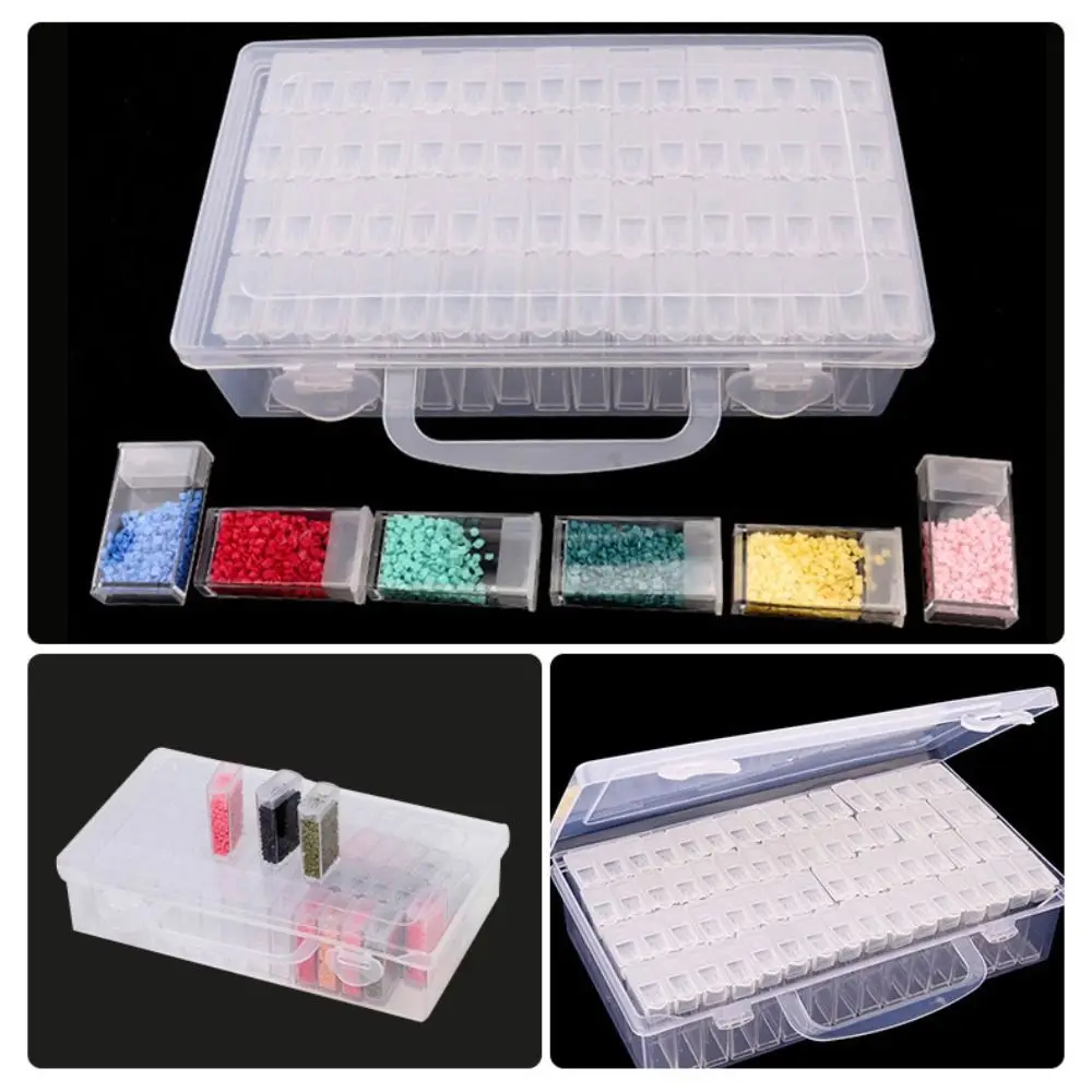 64 Grid Jewelry Drill Storage Box Thicken Transparent Rhinestone Beads Containers Dustproof Plastic Storage Box
