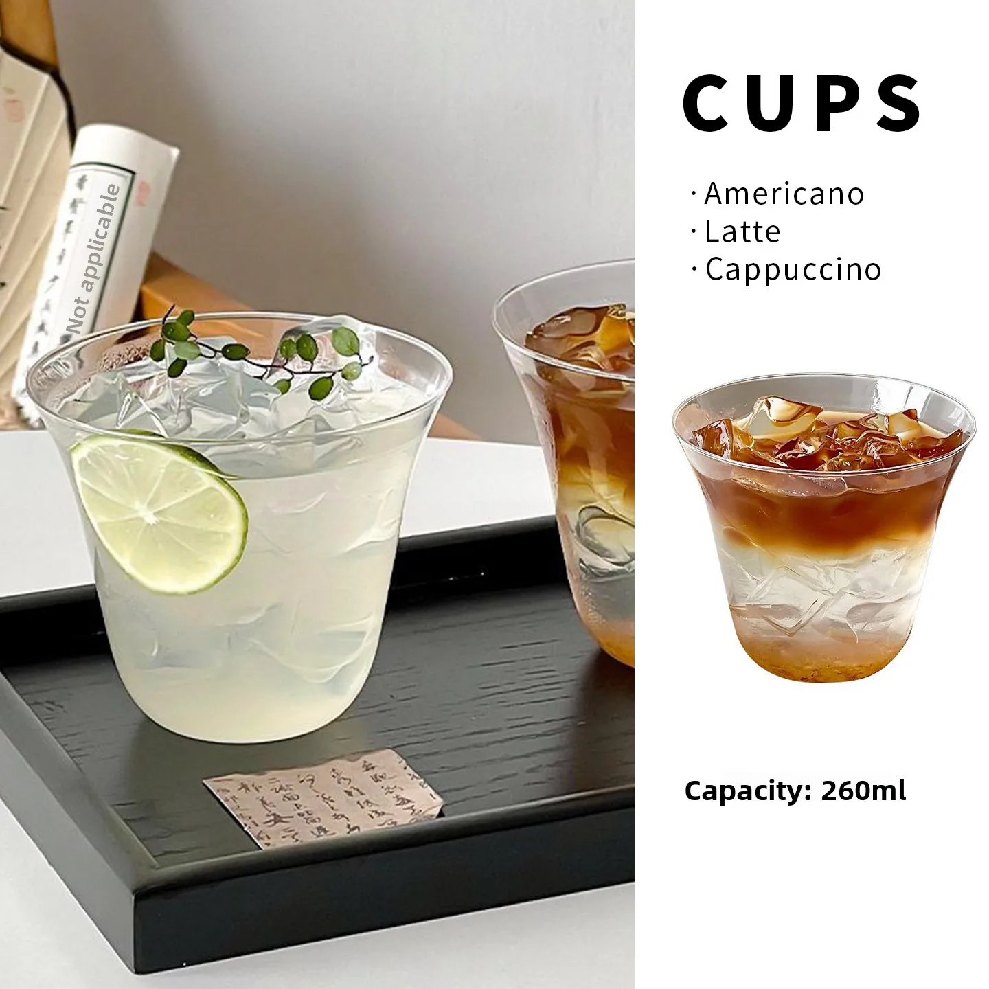 

Ins Sle Lightweight High Aesthetic Ice American Coffee Cup Wide Mouth Transparent Glass Latte Cup Cotail Glass Cup