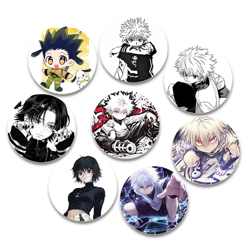 Alfileres redondos esmaltados de hojalata de dibujos animados, broches de Anime Hunter X Hunter, Zoldyck Killua Kurapika Freecss Gon, insignia, accesorios para mochila