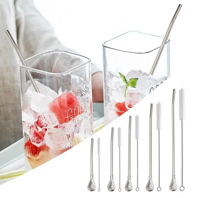 Stainless Steel Tea Drinking Straws Spoon Yerba Mate Tea Filter Reusable Drinkware Bar Party Tool Accessories