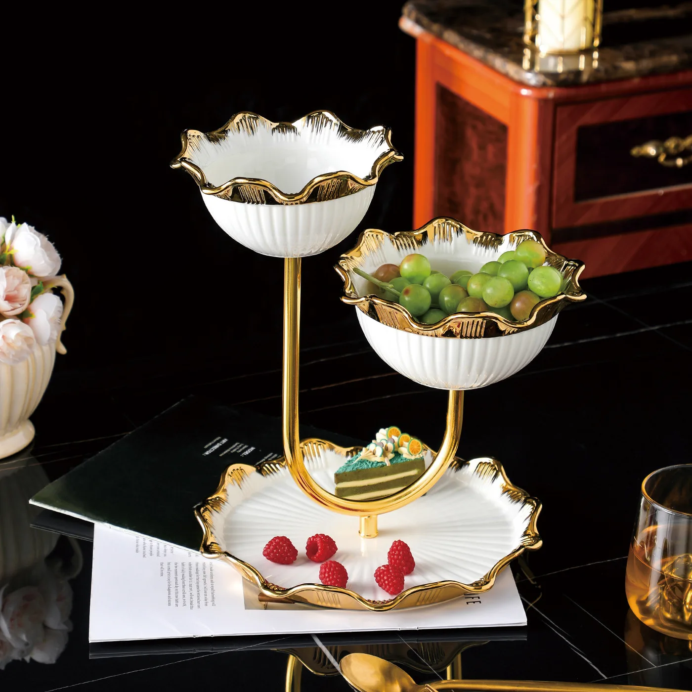DSA fruit plate multi-layer snack living room candy snack shelf living room coffee table light luxury front desk candy plate