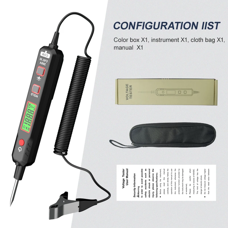 HT86A Car Voltage Detector Pen 100V Non-Contact Adjustable DC Voltage Backlight Tester Car Fault Maintenance Circuit Test Pen