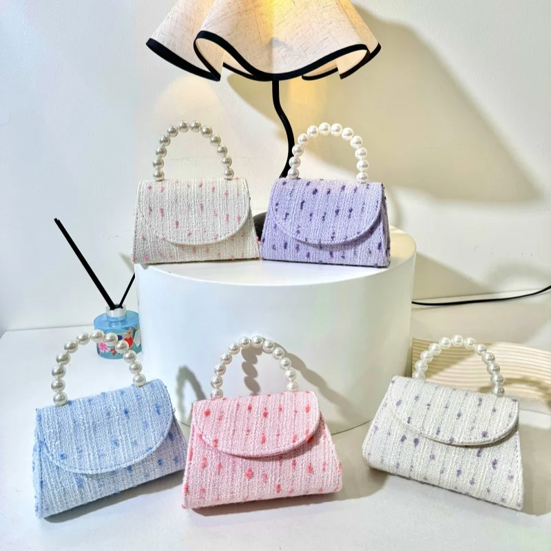 2024 new Korean version pearl children's handbag princess shoulder crossbody bag accessories parent-child chain bag