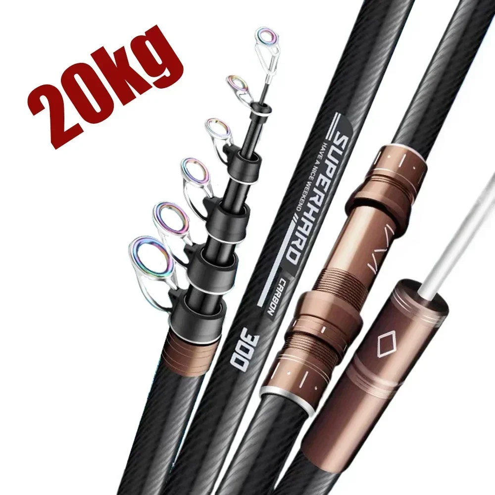 

2.1-4.5M Telescopic Fishing Rod Carbon Spinning Fishing Pole Boat Saltwater Freshwater Beach Rock Surfcasting Baitcasting Rod