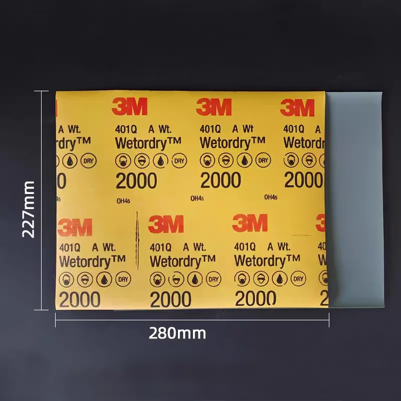 3M 401Q Large Water Sandpaper Sheet – 227×280mm Automotive Wet/Dry Sanding Paper for Paint Surface Grinding & Polishing 3
