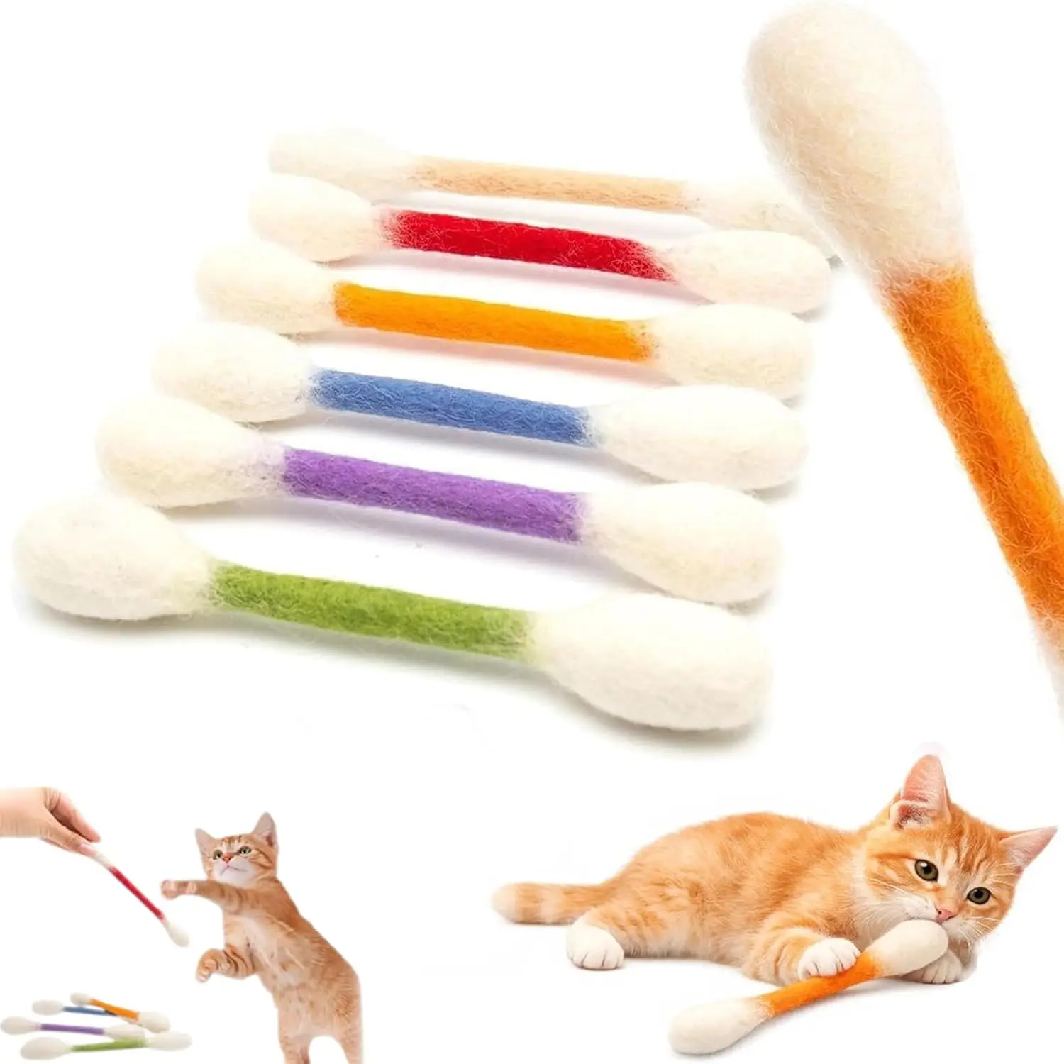 Cat Q Tip Toy, Cotton Swabs Cat Toys With Catnip, 6 Pk Giant Q Tip Cats Toy For…