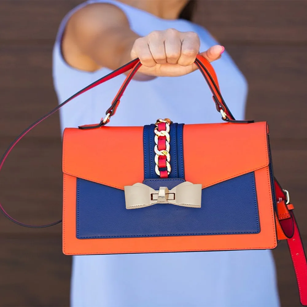 Iron Bag Twist Lock Clasps Handbags Turn Lock Bowknot Mixed Color 36~39x59~60mm 1pc/style