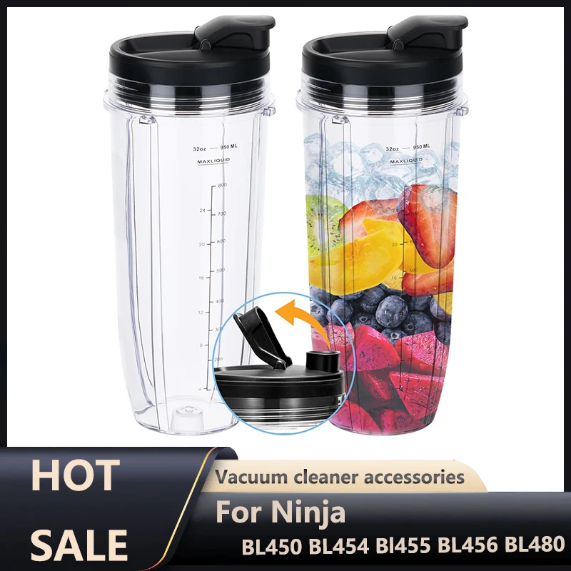 

Сменная чашка блендера на 32 унции с крышкой и уплотнением для блендеров серии Nutri Ninja BL450 BL454 Bl455 BL456 Nutri Ninja Auto IQ