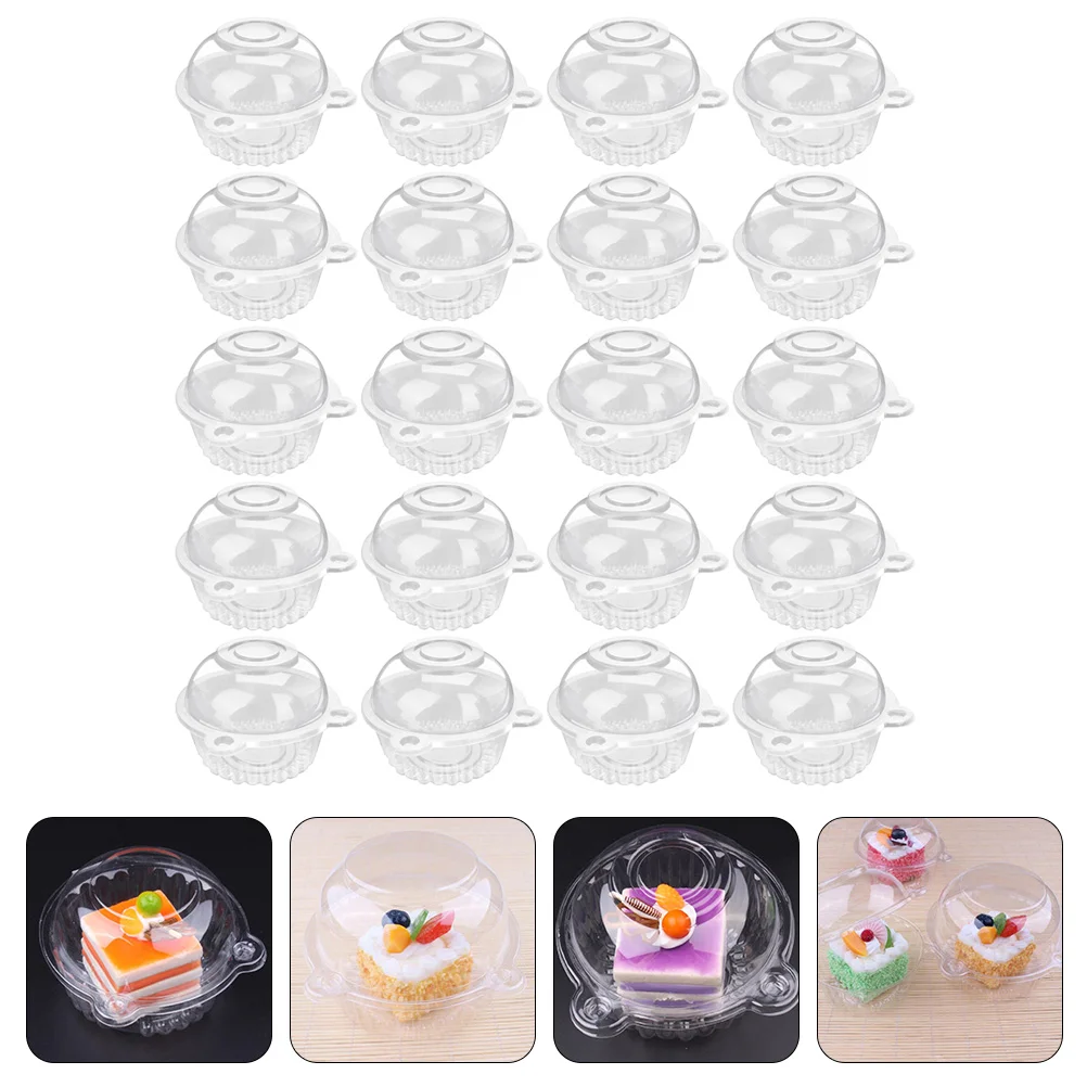 

50 Pcs Cake Holder with Lid Cup Cupcake Boxes Visible Containers Portable Holders Mini