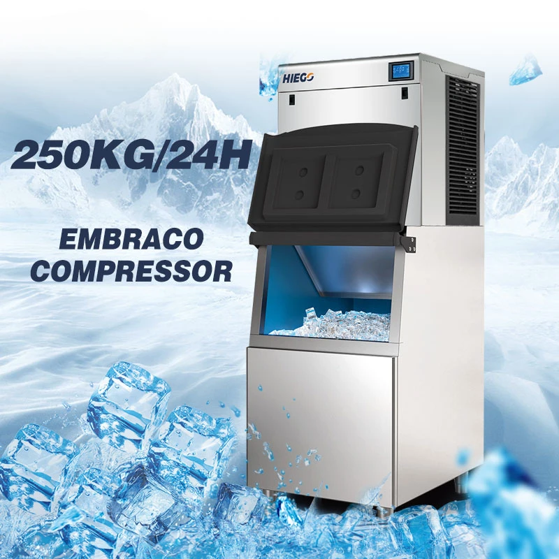 250KG/24H  Stainless Steel + ABS Ice maker machine commercial cube ice machine portable ice makers