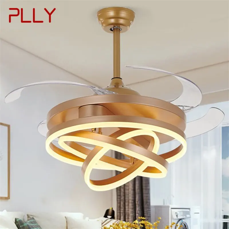 PLLY Ceiling Fan Light Without Blade Lamp Remote Control Modern Creative Gold For Home Living Room 120V 240V