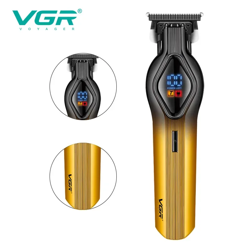 VGR Cordless 7000RPM Electric Beard Trimmer Men's Hairdresser Set LCD Rechargeable Hairdresser V-921