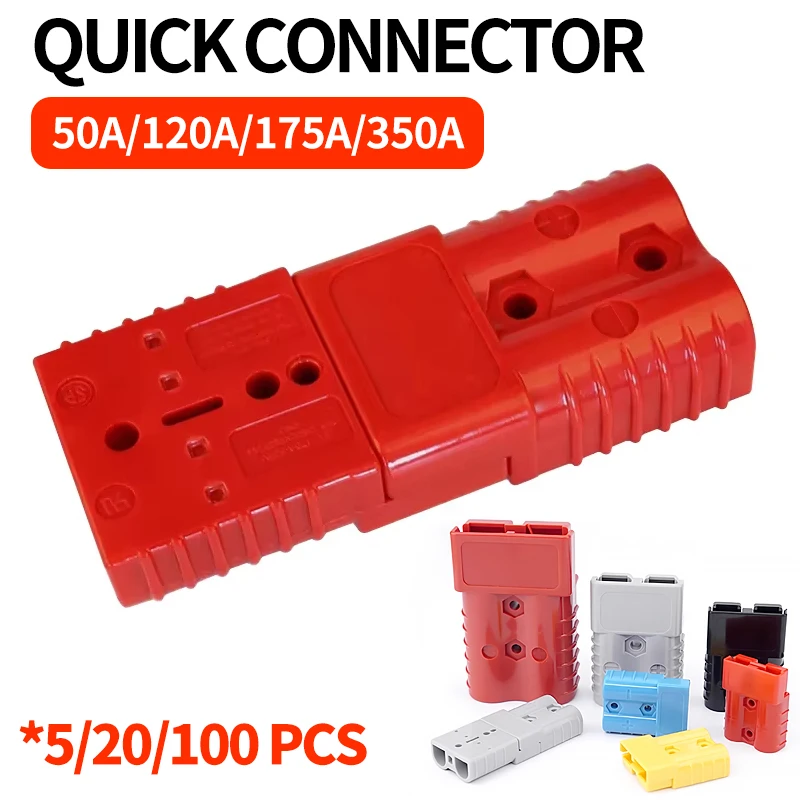 

5/20/100 Pcs Copper Silver Plated Style Quick Connectors - 50A - 350A, Battery Charging Plug, Bipolar for High Current