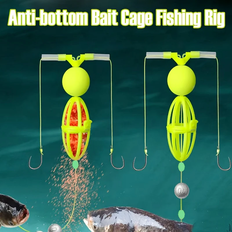 TAKBAS 4-teiliges Set mit umgekehrten Bodenköderkäfigen mit zwei Haken: Perfekt zum Targeting von Silberkarpfen und Bighead-Karpfen