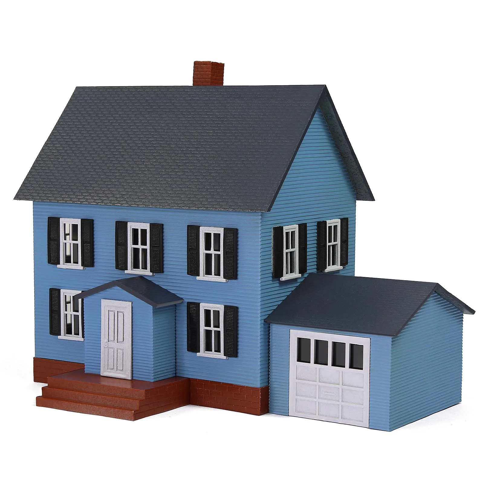 

HO Scale 1:87 Model Village House Assembled Two-story Building with Garage Railway Layout JZ8705B