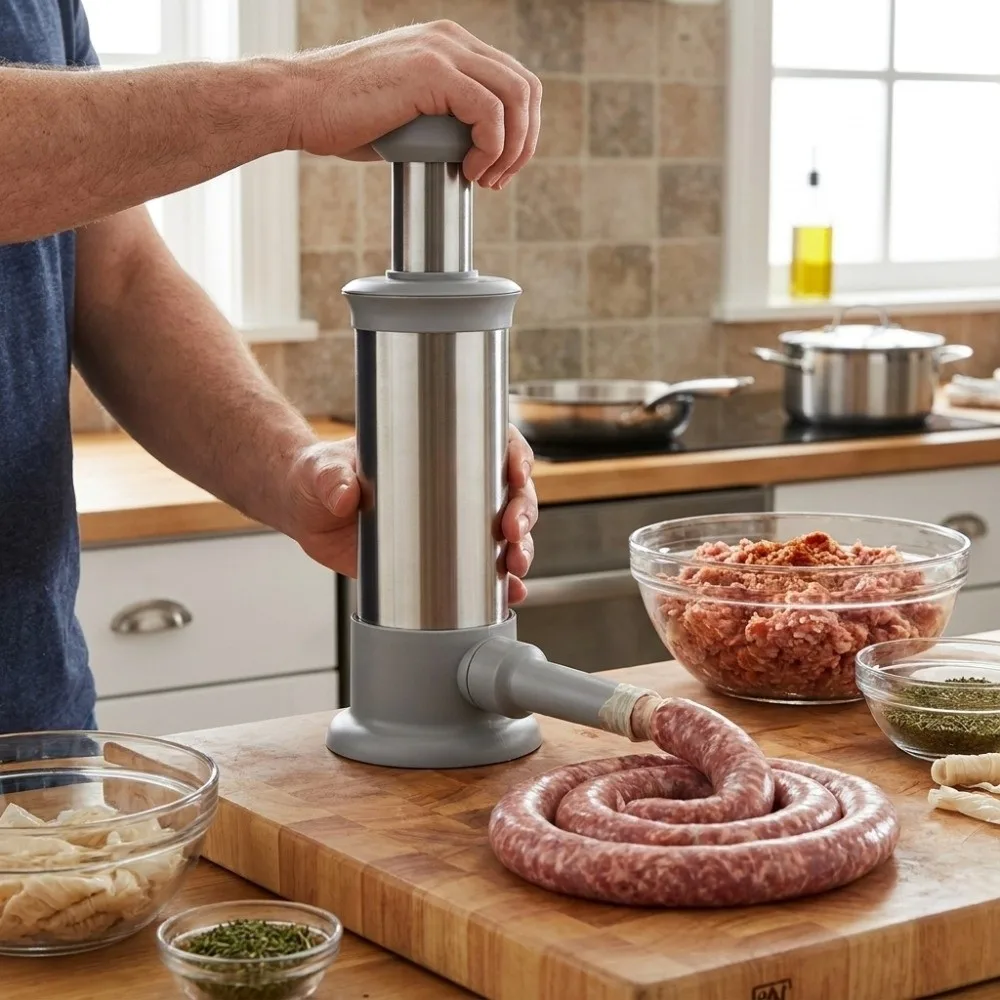 Meat Ball Mold Press-Type Manual Enema Device Food-Grade Large Capacity Sausage Maker Stainless Steel Sausage Filler Home Use