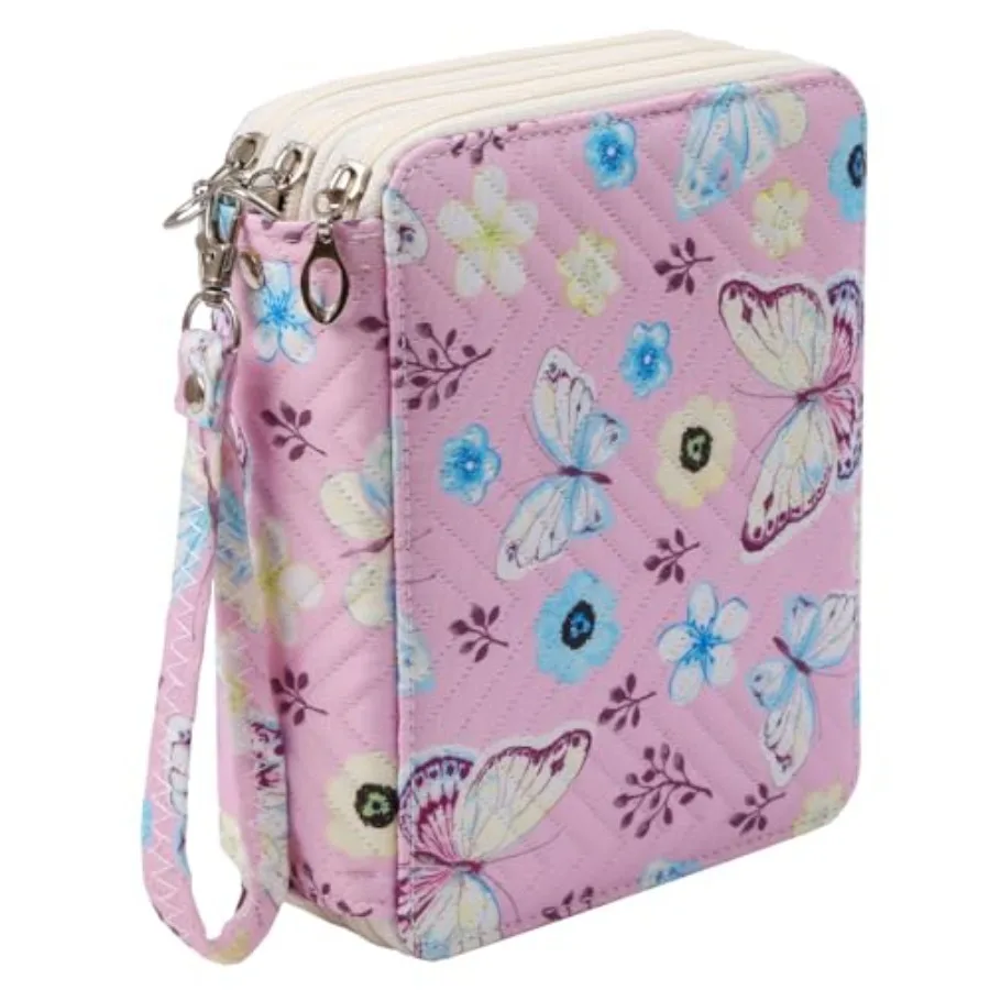 

72 Slots Soft Quilted Pencil Case With Zipper Colored Pencils, Watercolor Pens for Teen Girls and Adult