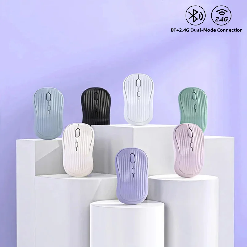 Dual Mode Wireless Mouse Type-C Rechargeable 2.4G Bluetooth Ergonomic Fashion Silent Mouse Desktop Laptop Tablet for iPhone iPad