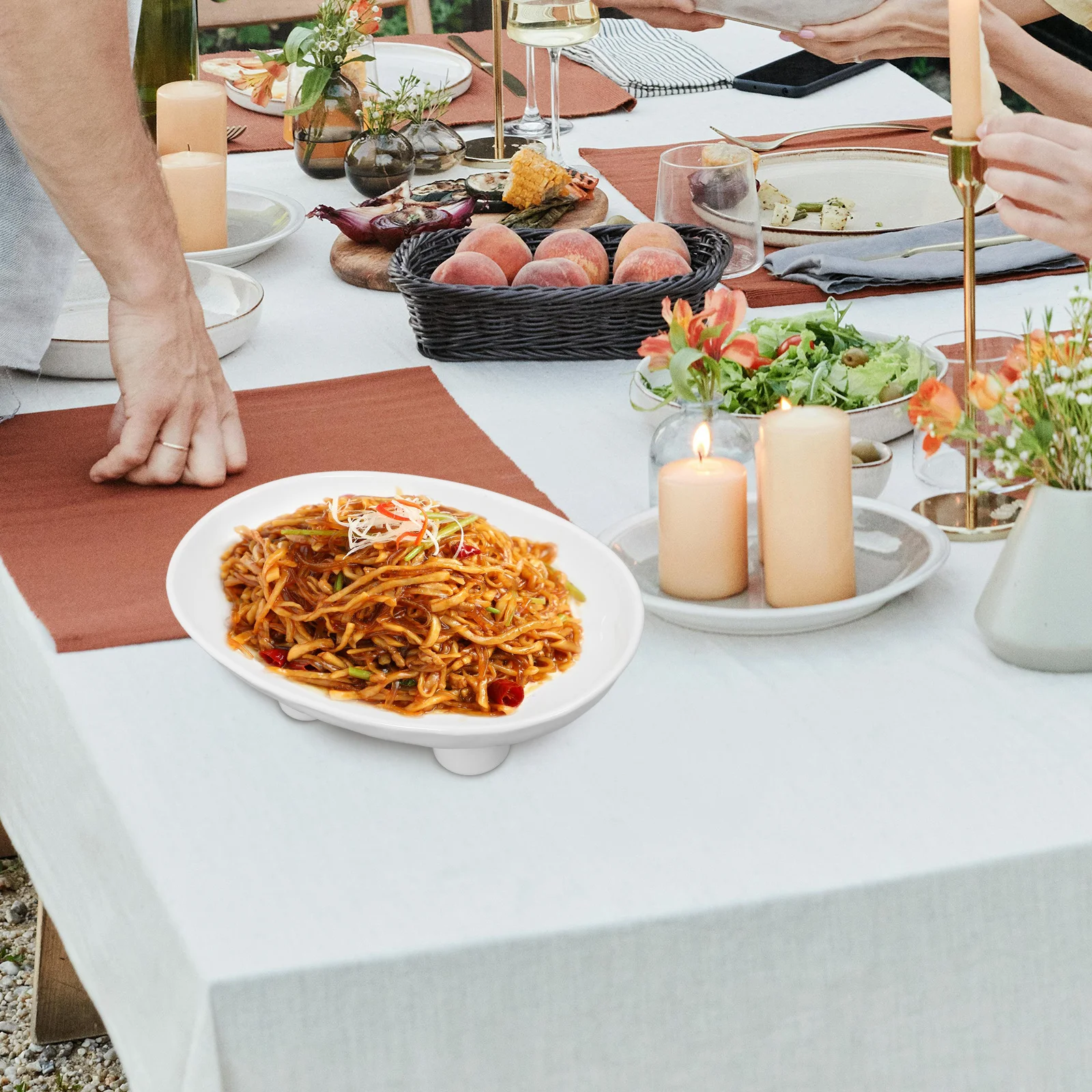 

3 Leg Ceramic Fruit Bowl with Sturdy Legs Minimalist Design for Kitchen Countertop Decorative Serving Bowl Household Organizer