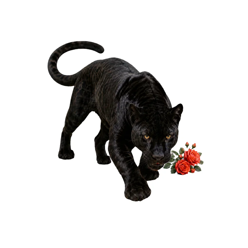Black Panther Red Roses Car Decal, Waterproof Sun Resistant Printed Vinyl Decal for Car Truck SUV Window and Body Decoration