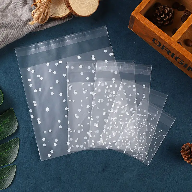 

LBSISI Life Thicker White Dots Frosted Plastic Candy Cookie Packaging Bags Cupcake Wrapper Self Adhesive Bag