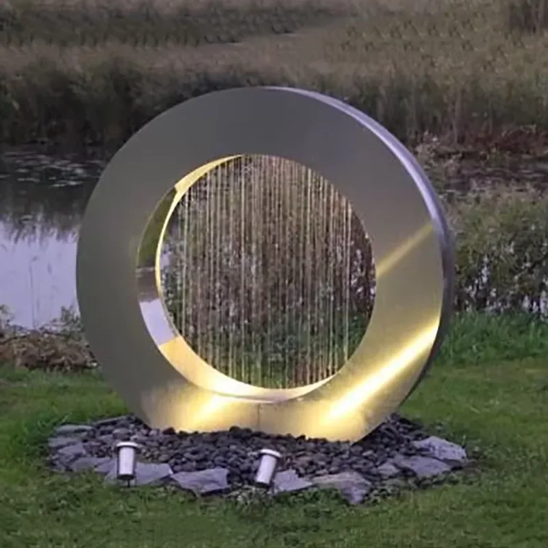 Modern Corten Steel Rain Curtain Water Feature Outdoor Garden Fountain Contemporary Metal Wall Decor Landscape Design Art