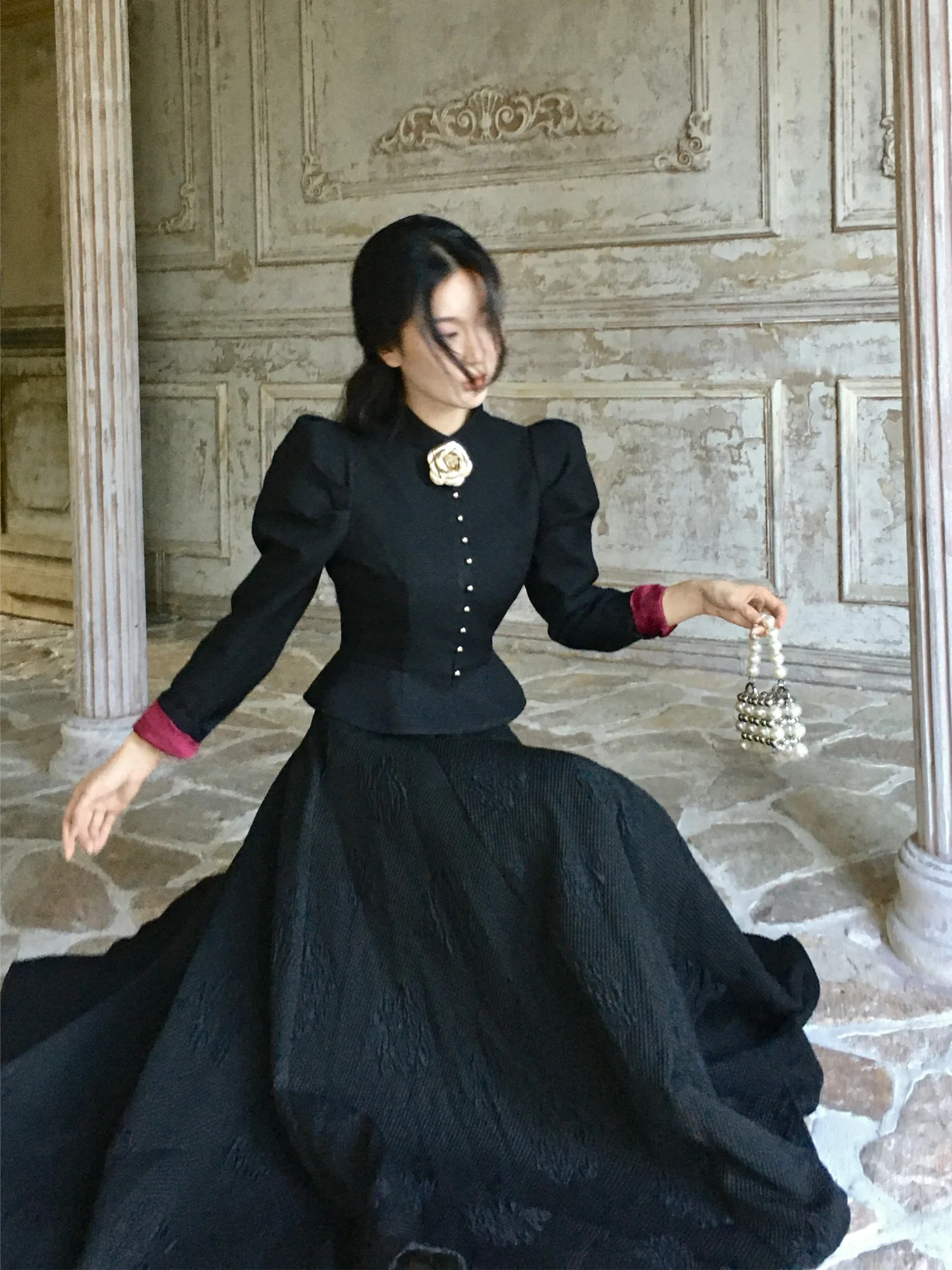 

Original RoseFang Forest Long Sve Waist-Cinching Suit Jaet Women's Faion French Sle Polyester Fiber Commute Suitable